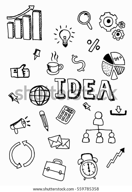 business doodle icon idea word illustrator stock image idea word