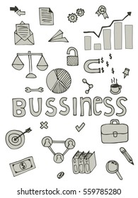 Business doodle icon, Illustrator vector design. Free hand drawn concept.