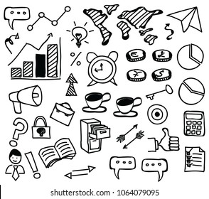 business doodle icon set