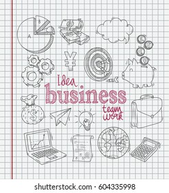 business doodle icon set