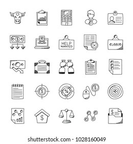 Business Doodle Icons Set