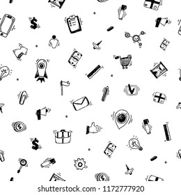 Business Doodle seamless pattern for web banners,site headers, printed materials. Vector illustration