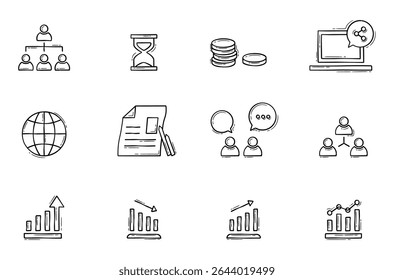 Conjunto de iconos de vector de doodle de negocios