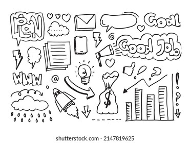 Business doodles for concept design on white background.