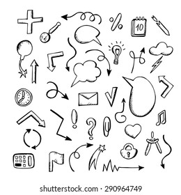 Business doodles icons set. Vector illustration.