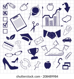 Business doodles seamless pattern background 