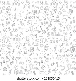 Business doodles seamless pattern. vector illustration