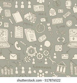 Business doodles seamless pattern. vector illustration