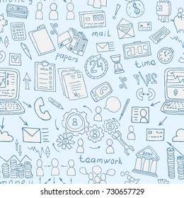 Business doodles seamless pattern. vector illustration