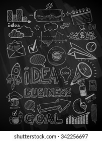 Business doodles Sketch set : infographics elements isolated, vector shapes. It include lots of icons included graphs, stats, devices,laptops, clouds, concepts and so on.