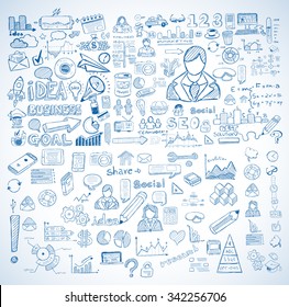 Business Doodles Sketch Set Infographics Elements Stock Vector (Royalty ...