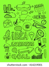 Business doodles Sketch set : infographics elements isolated, vector shapes. It include lots of icons included graphs, stats, devices,laptops, clouds, concepts and so on.