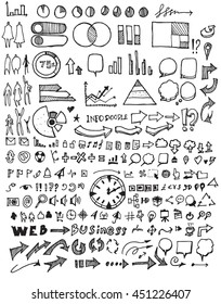 Business doodles sketch vector ink.