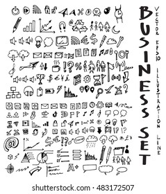 Business doodles sketch vector ink.