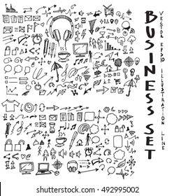 Business doodles sketch vector ink.