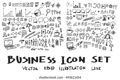 Business doodles sketch vector ink.