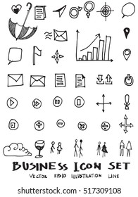 Business doodles sketch vector ink.