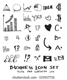 Business doodles sketch vector ink.