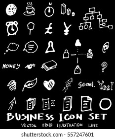 Business doodles sketch vector ink on chalkboard.