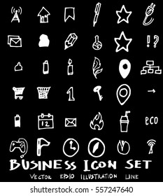 Business doodles sketch vector ink on chalkboard.