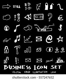 Business doodles sketch vector ink on chalkboard.