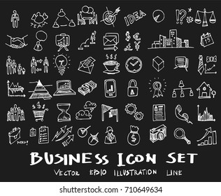 Business doodles sketch vector ink on chalkboard