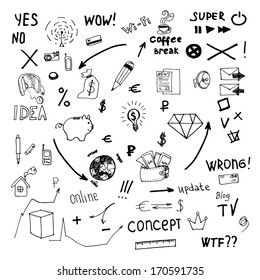 Business doodles. Vector Illustration.