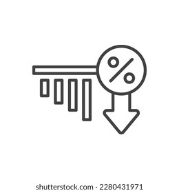 Business Down Icon - Percentage Rate Loss Icon