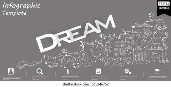 Business Dream text modern Idea and Concept Vector illustration Infographic template with  icon.