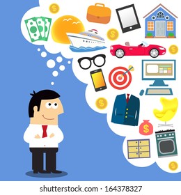 Business dreams, future planning vector illustration