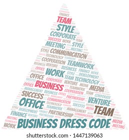 Business Dress Code word cloud. Collage made with text only.