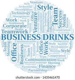Business Drinks word cloud. Collage made with text only.