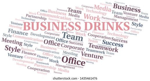Business Drinks word cloud. Collage made with text only.