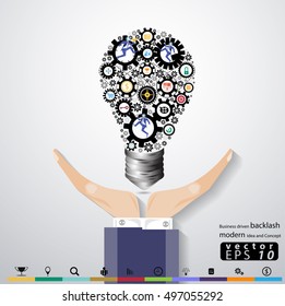 Business driven backlash lamp modern Idea and Concept Vector illustration  with people, icon,hand.