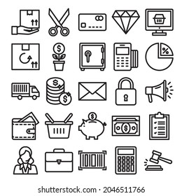 Conjunto de iconos de línea de trazo editable para comercio electrónico y negocios