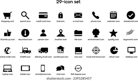 Business, ecommerce, finance, accounting. Big set Icons collection. Vector illustration