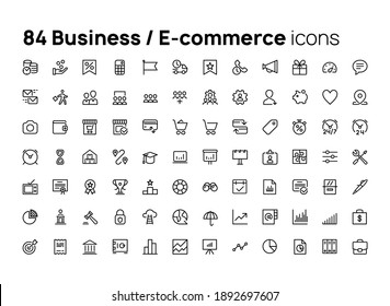 Business, e-commerce. High quality concepts of linear minimalistic flat vector icons set for web sites, interface of mobile applications and design of printed products.