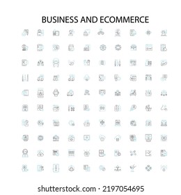 business and ecommerce icons, signs, outline symbols, concept linear illustration line collection