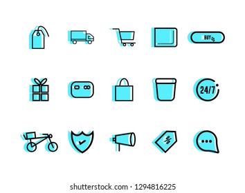 Business and e-commerce linear fill icons Set. E-commerce icons set vector