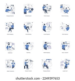 Business and Ecommerce Outline Illustrations

