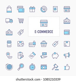 Business and e-commerce - thin line website, application & presentation icon. simple and minimal vector icon and illustration collection.