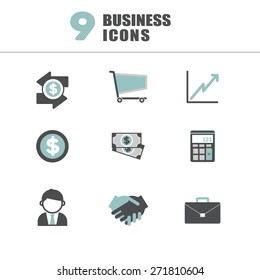 Business Economic FInancial Saving Growth Icon Set Concept