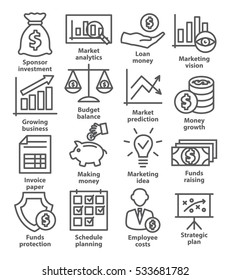 Business economic icons in line style