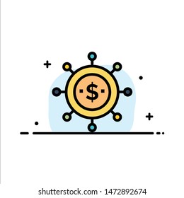 Business, Economics, Global, Modern  Business Flat Line Filled Icon Vector Banner Template