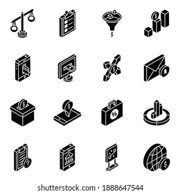 
Business and Economy Glyph Isometric Icons Pack 