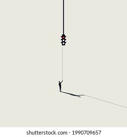 Business and economy recovery vector concept. Symbol of changing red light, end of closure. Minimal eps10 illustration.