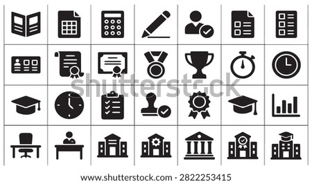 Business and education administration icon set with business, education