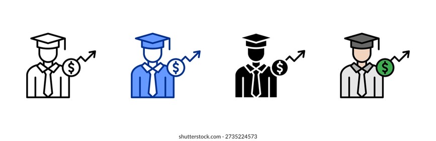 Business Education icon set multiple style collection