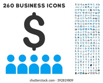 Business Education icon within 260 vector business pictogram set. Style is bicolor flat symbols, light blue and gray colors, white background.