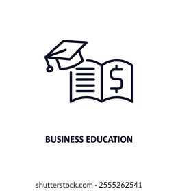 business education outline icon.  Thin line icon from e learning and education collection. Editable vector isolated on white background